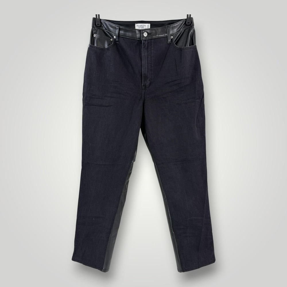 Abercrombie‎ Curve Love 90s Straight Jeans Womens 16L Faux Leather Y2K
